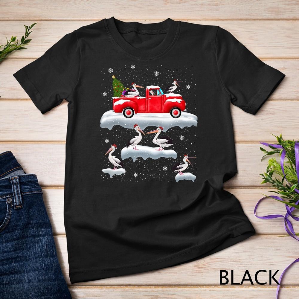 

Pelican Driving Christmas Tree Red Truck Pelican Christmas Unisex T-shirt 2XL