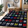 F1 Driver Number Chart Area Rug Design for Decorate Room Balcony Game Room Hallway Anti-slip Rug Anime Office Decor Best for Christmas