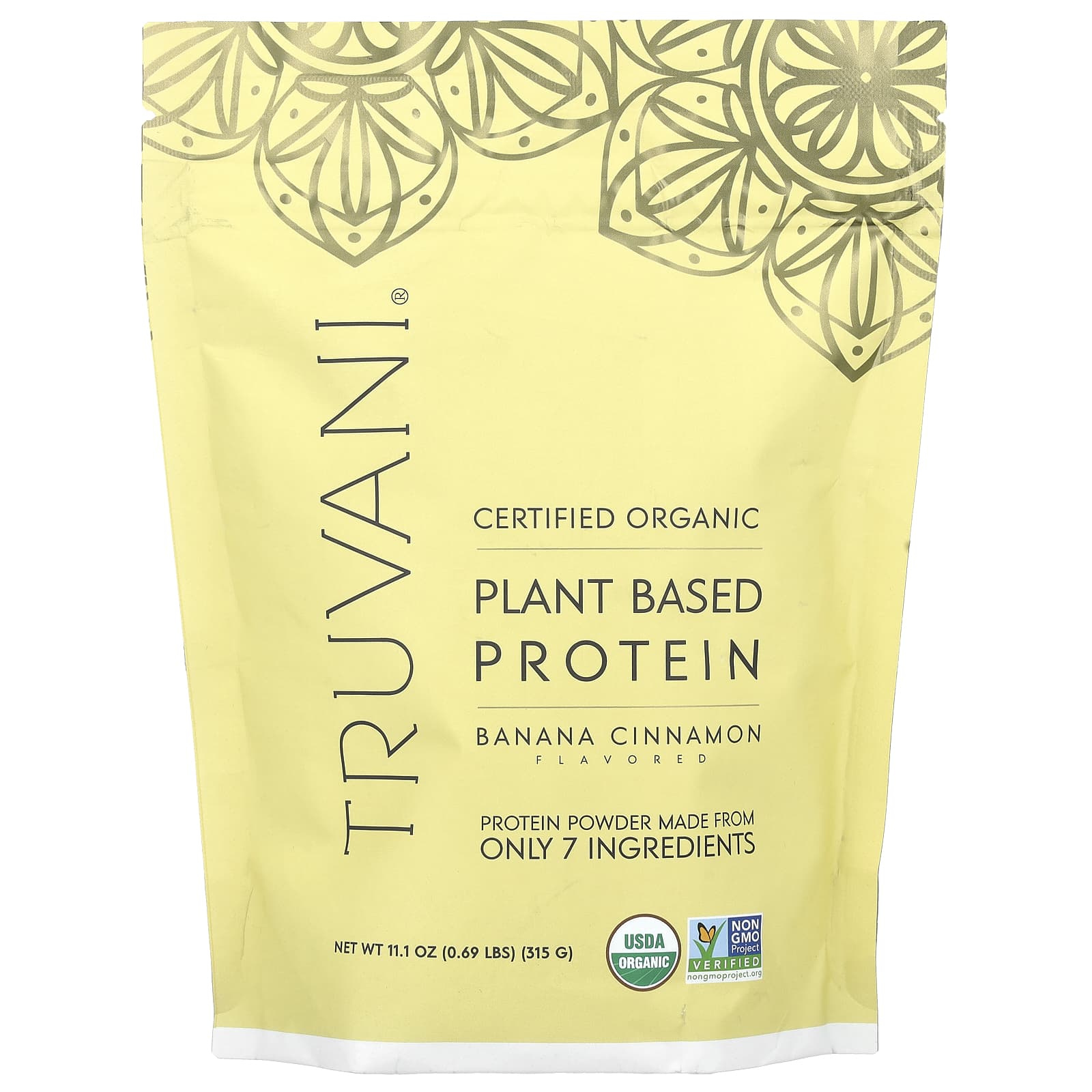 

Truvani, Certified Organic Plant Protein, Banana Cinnamon, 0.69 lb (315 g)