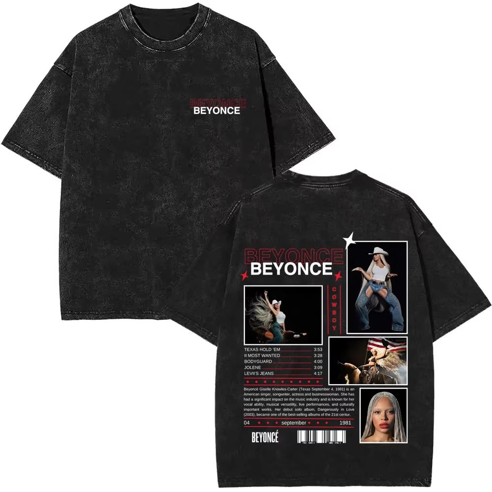 Retro Tvättad Beyonce Renaissance Världsturné T-shirt Album Konsert Musik T-shirts Herr Dam Vardaglig Bomull Vintage T-shirts
