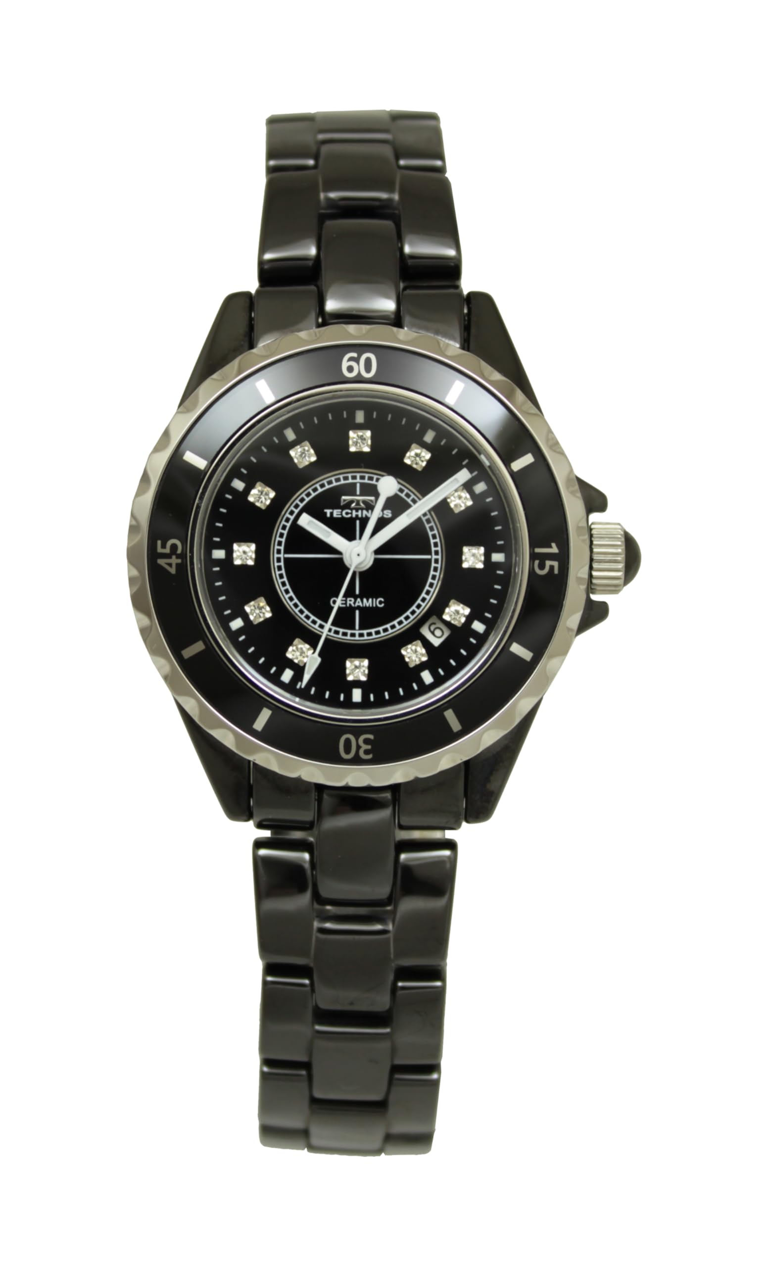 

TECHNOS T9934BB Керамические Кварцевые Часы Дата Черный Циферблат Идеальный Подарок для и Формальные Женские - Легкие, Устойчивые к Царапинам, Дисплей, Элегантные, Стильные,