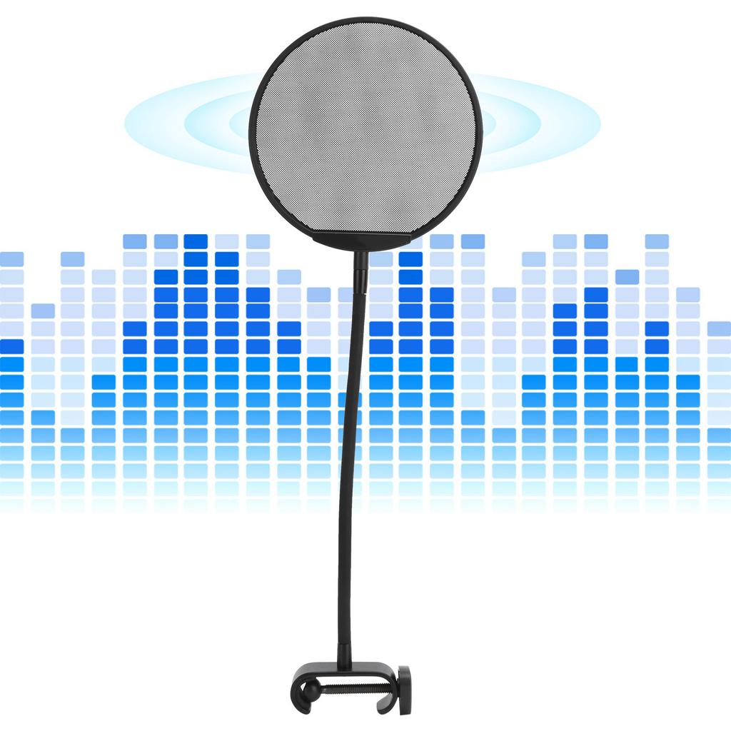 Microphone AntiSpray Filter Mesh Clip Flexible Neck Microphone Wind Screen Black(Black )