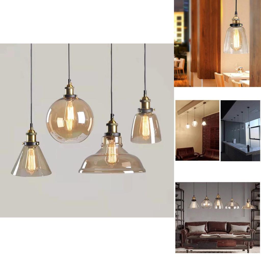 Elegant Retro Glass Pendant Light Fixture With Adjustable Height For Restaurants And Bars