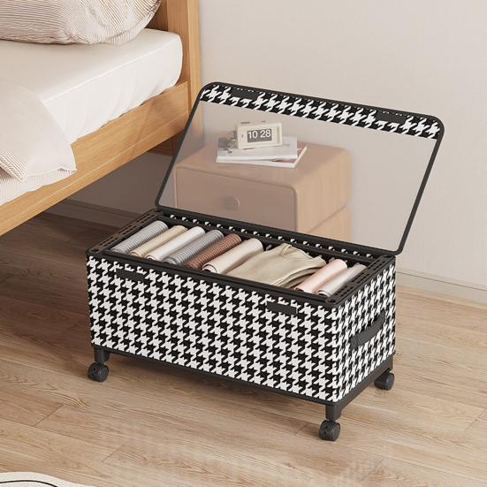 under Bed Storage Bin with Wheels Dust-Proof under Bed Organizer with Transparent Lid Rolling Metal Drawer Organizer for Clothes Blankets Shoes