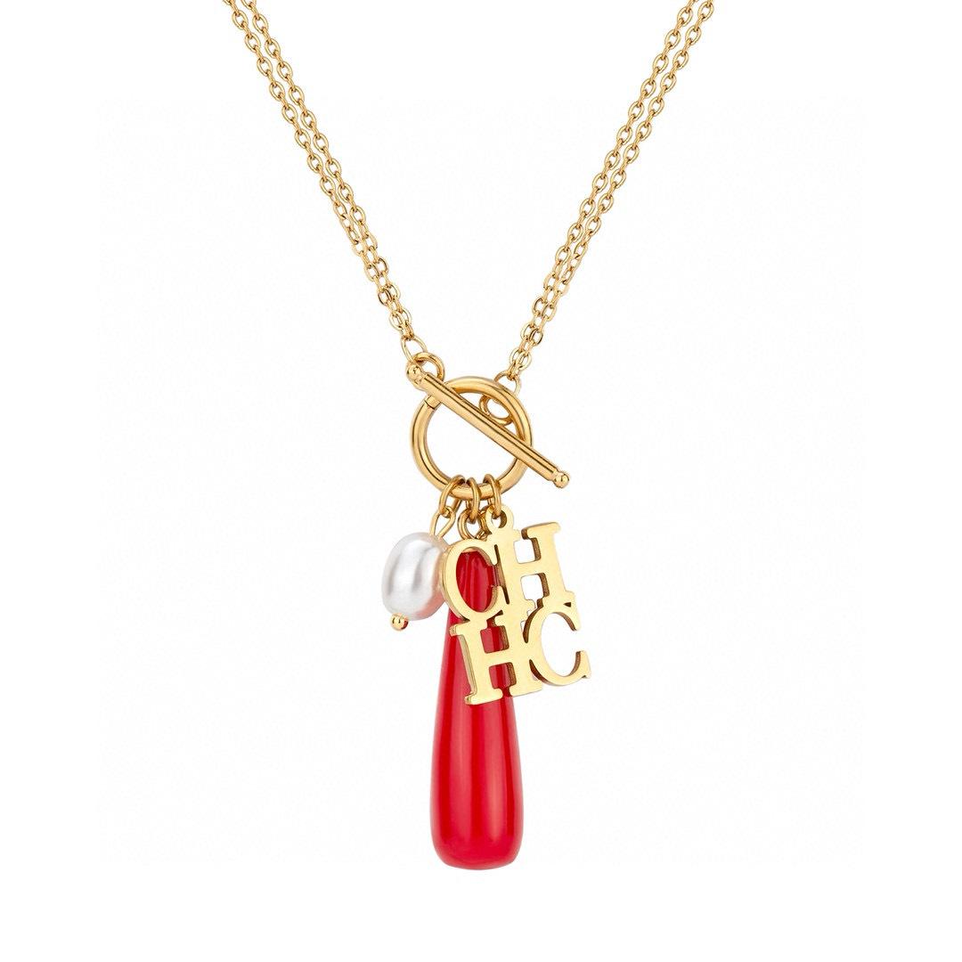 

CHHC Dopamine Teardrop Necklace: Matching Pendant with Gift Box and Bag - Hot Selling красный