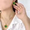Turquoise Tiger's Eye Pendant Necklace Set for Women – Trendy Titanium Steel Clavicle Chain