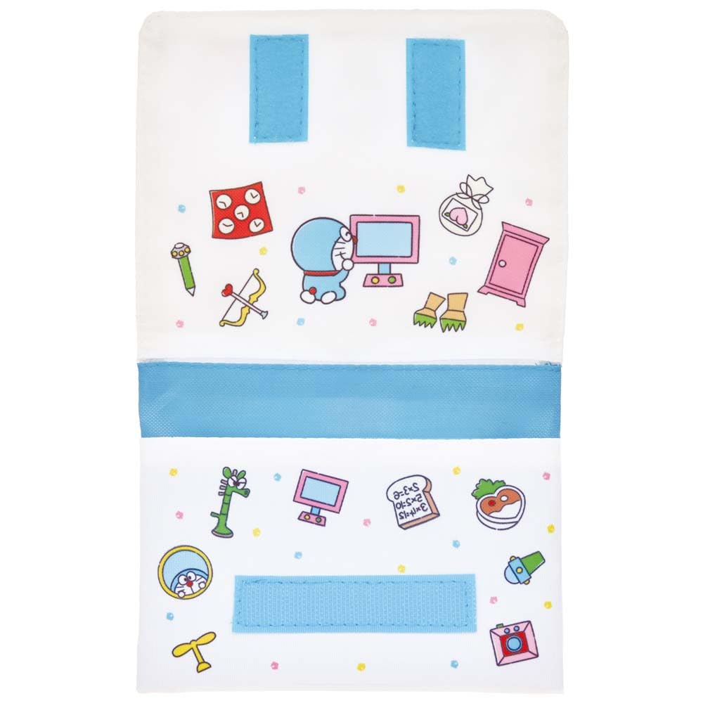 Skater Doraemon Line Design Sanrio Travel Pocket Pouch with Shoulder 11cm H X 14cm W X 3cm D ODKP2-A 2-Way Strap,