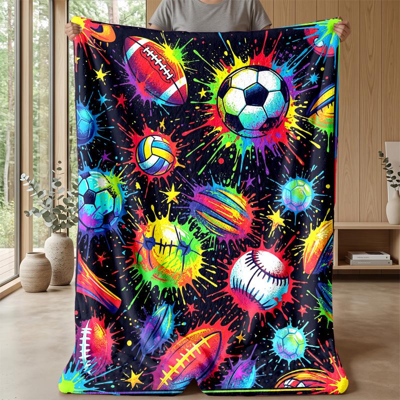 Sports Ball Fusion 4 Theme Blanket Lightweight Warm Flannel Blanket Decorative Throw Blanket for Home Decoration