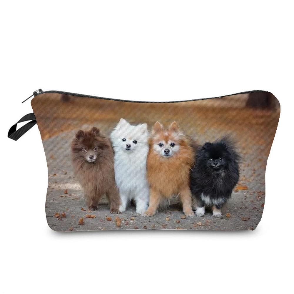 Women Dog Print Cosmetic Bag Toiletries Organize Travel Storage Case 6873