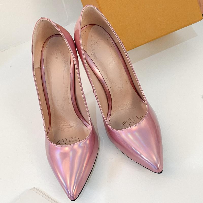 

Сексуальные туфли на высоком каблуке, женская обувь класса люкс 2024, большой размер 45 46, лакированные розовые, фиолетовые, женские туфли на каблуке для вечеринок, свадьбы, офиса, дамы 37 розовый