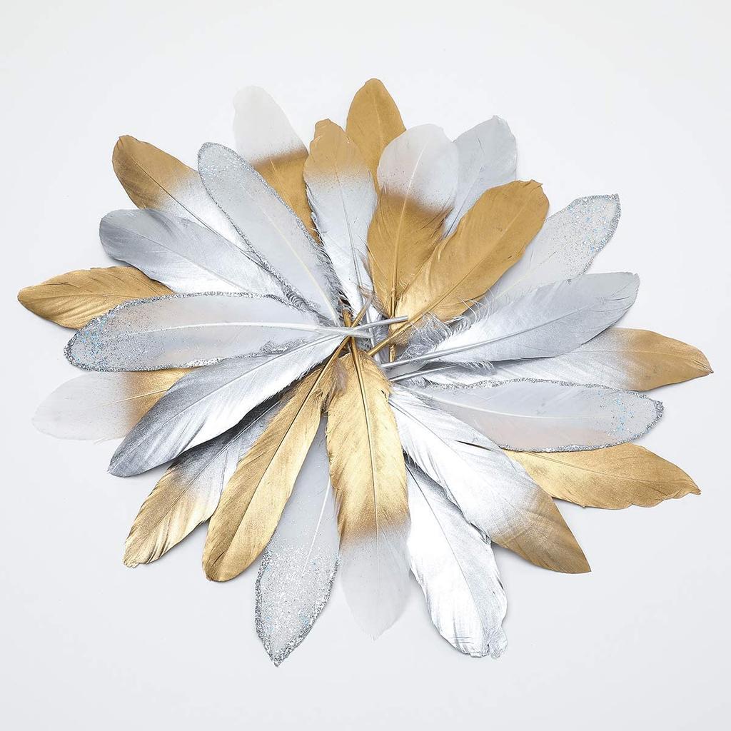 10PCS Gold Feathers Decoration 15-20CM Natural White Turkey Goose Duck Pheasant Feathers Plumes Handicraft Accessories