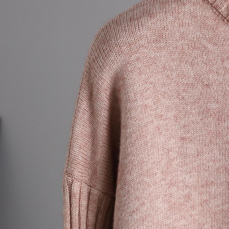 GMXIA Podzimní a zimní pletená souprava pro ženy: Stylový svetr s polovyvýšeným límcem, silnou vrstvou a volným dvoudílným svrchním oděvem