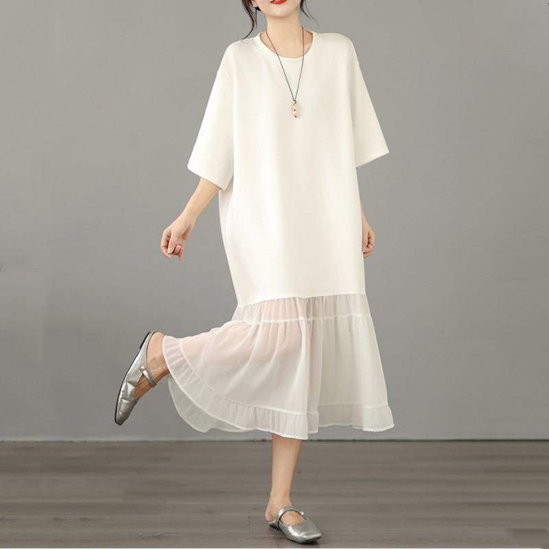 Short sleeve Plus size vintage new in dresses for women casual loose long summer dress