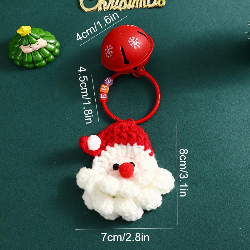 1PC Christmas Keychain New Year Gifts Santa Glove Handmade Doll Ornament Hanging Bag Ornament Crochet Wreath & Hat