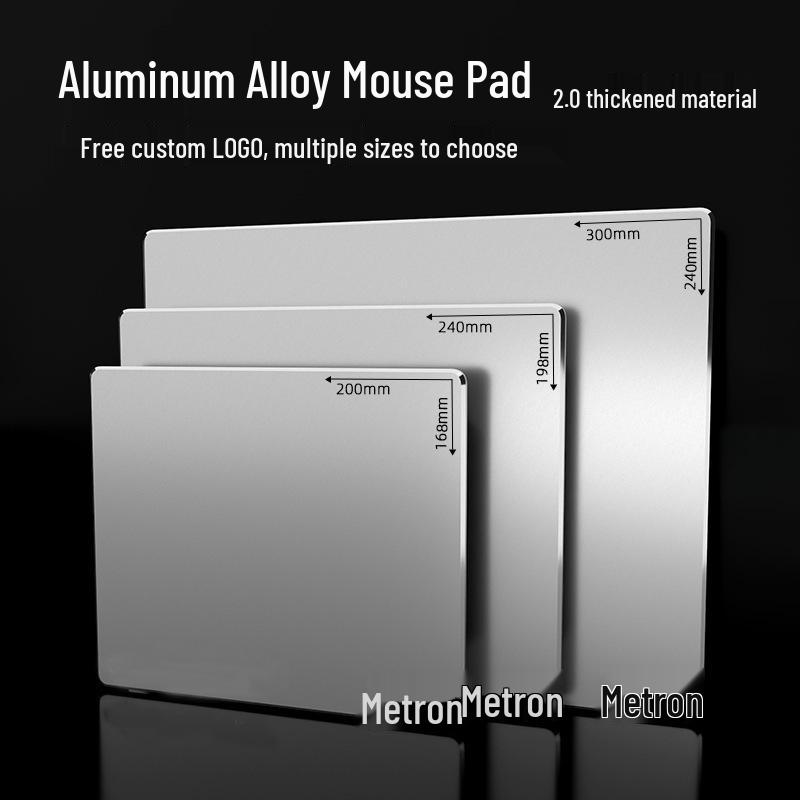 

Водонепроницаемый игровой и офисный коврик для мыши из алюминиевого сплава - износостойкий, с настраиваемым логотипом, готов к подарку Silver Medium
