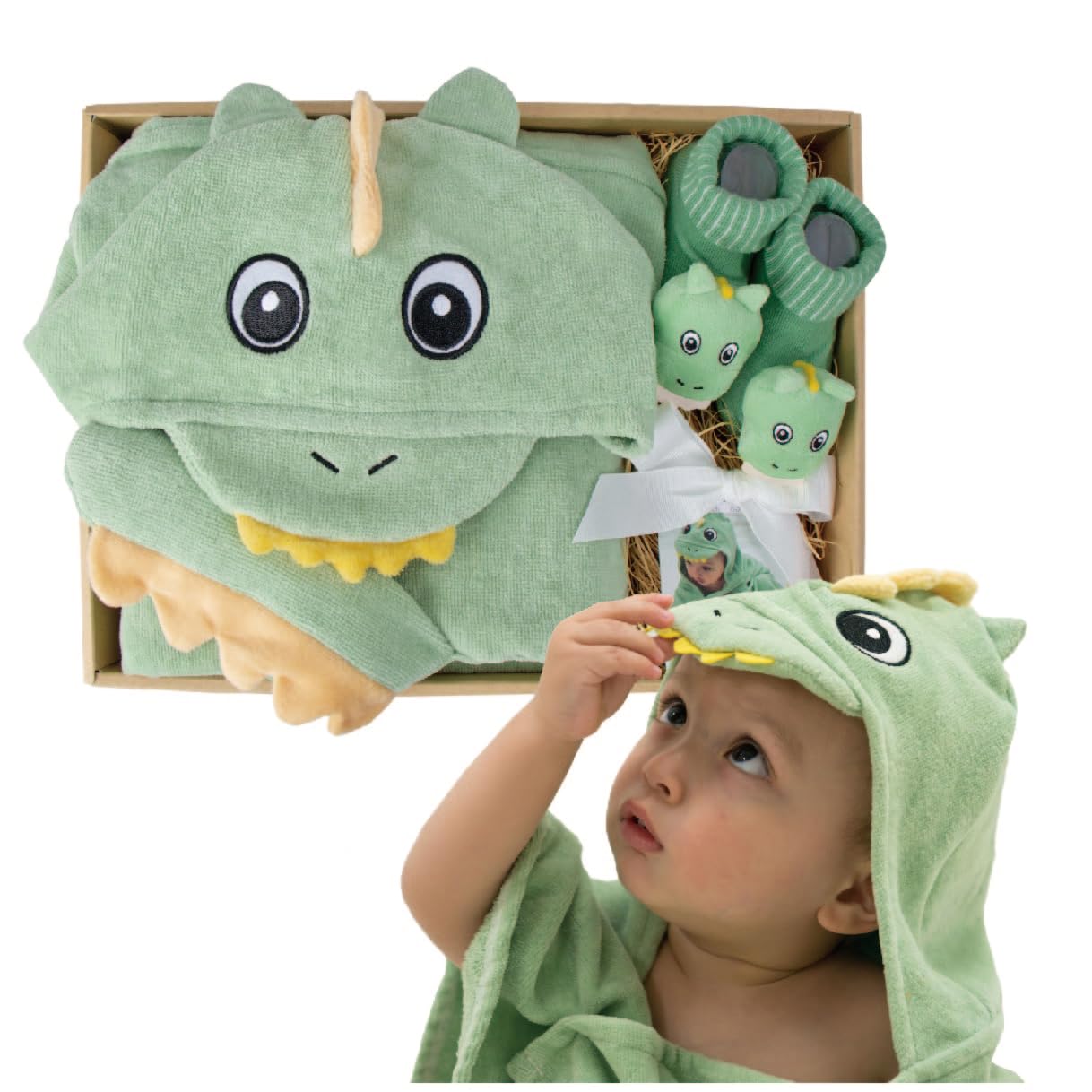 

Diego Baby Shower Gift Baby Bath Towels Детские носки с погремушками Подарок для мальчиков и девочек Банное полотенце Носки Pure Saurus [DEIGO] & #61404
