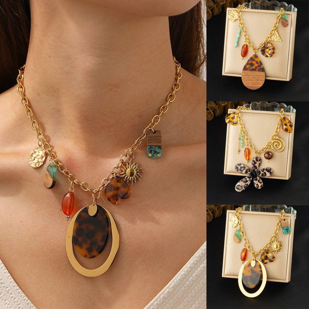Gold Tone Multi Pendant Necklace Multi Charms Boho Jewelry Statement Chain Necklace  Daily Wear