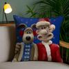 Kawaii W-Wallace und Gromit Anime Kissenbezug Staubmilben-abweisender Kissenbezug Versteckter Reißverschluss Seidiger Kurzer Plüsch Sofakissenbezug
