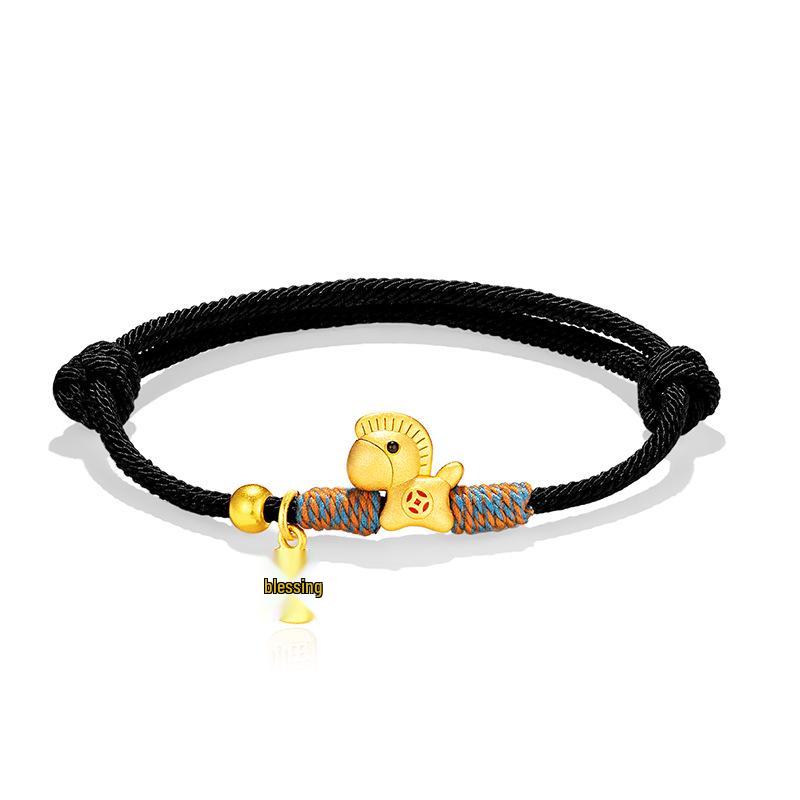 2026 Year of the Horse Red Rope Bracelet: Hand-Woven Sand Gold Horse Charm, Perfect New Year Gift