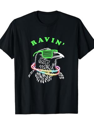 Ravin' Crow Rave Party Sunglasses Necklace T-shirt