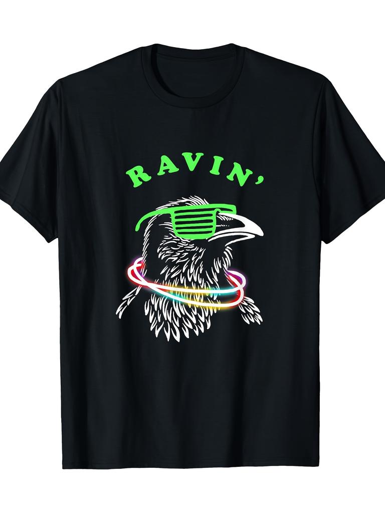 Ravin' Crow Rave Party Sunglasses Necklace T-shirt