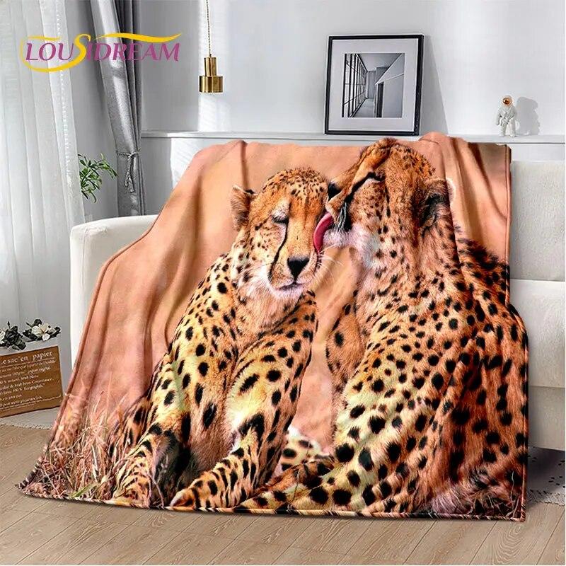 3D Animal Leopard Cheetah Cartoon Beast Soft Plush Blanket,Flannel Blanket Throw Blanket for Living Room Bedroom Bed Sofa Picnic