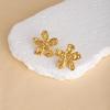European Retro Geometric Leaf & Heart Stainless Steel Stud Earrings