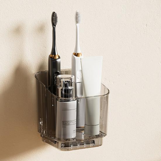 Toothbrush Holder with Drain Tray 3 Slots Toothbrush And Toothpaste Holder with Removable Divider Wall-Mounted or Countertop Bathroom Caddy Organizer