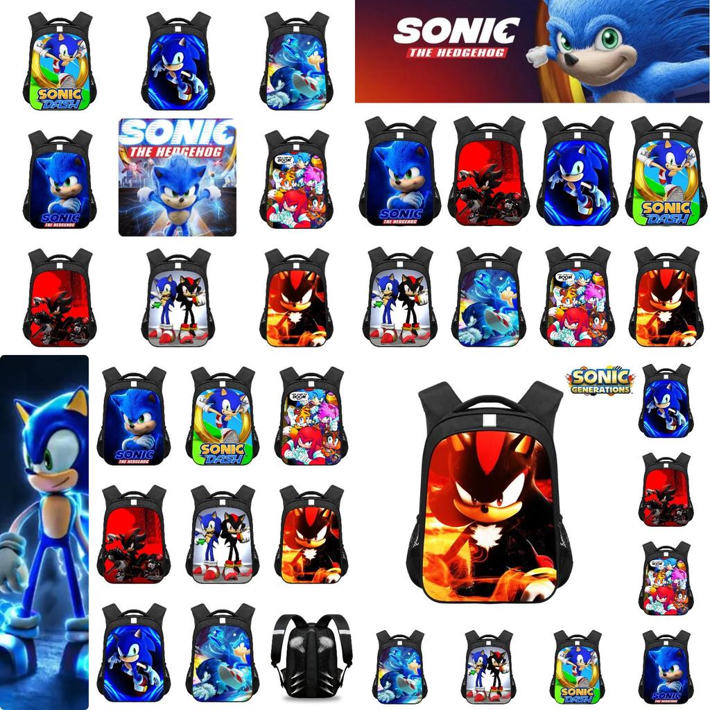 New Sonic Children's Backpack For Boys And Girls Cartoon Trendy School Bag Medium Size 20-35l Capacity
