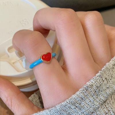 Red Love Drip Glaze Ring for Women's High Sense Does Not Fade Ring Stainless Steel Vacuum Plating Jewelry