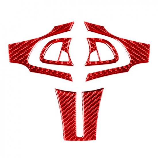 5Pcs Red Carbon Fiber Steering Wheel Kit Cover Trim For BMW Z4 E85 2003-2008