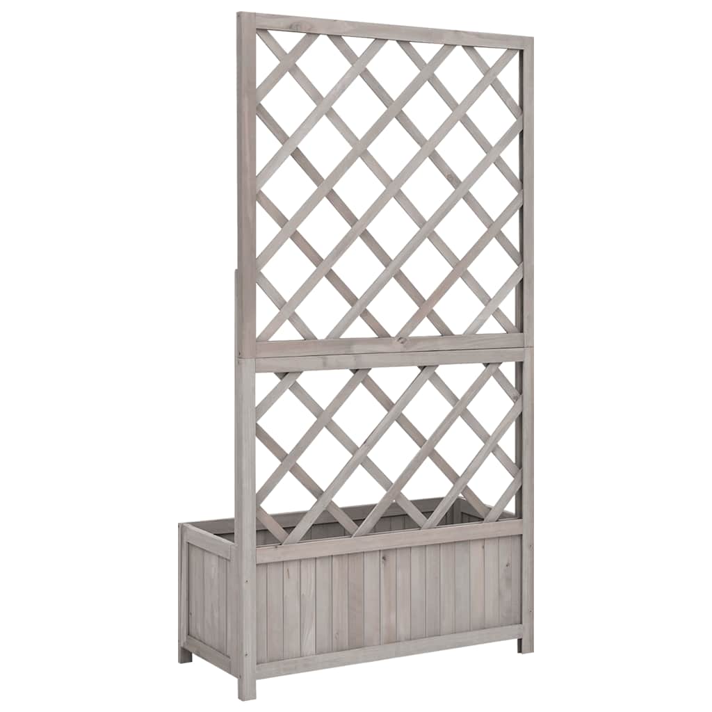 Garden Trellis with Flower Box Gray 70x30x135 cm Fir Wood