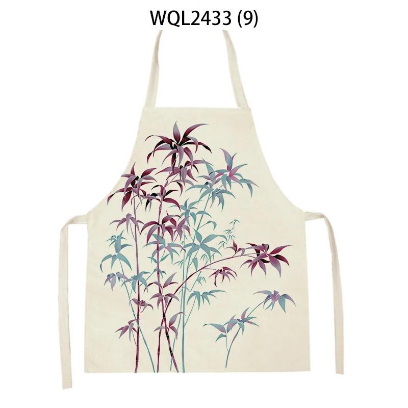 Forest Plants Leaves Pattern Cleaning Kitchen Aprons Men Women Home Cooking Accessories Apron Tree Print Linen Adult Kids Bibs