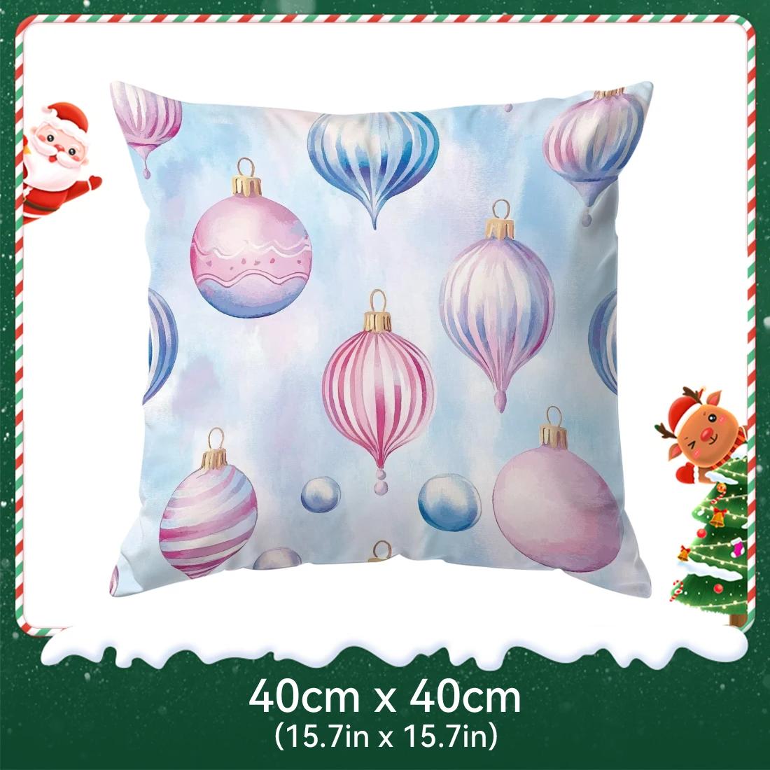 

Watercolor Christmas Cushions Pillowcase Polyester Cushion Cover Throw Pillow Pillowcover Home Car Sofa Decor 40x40cm
