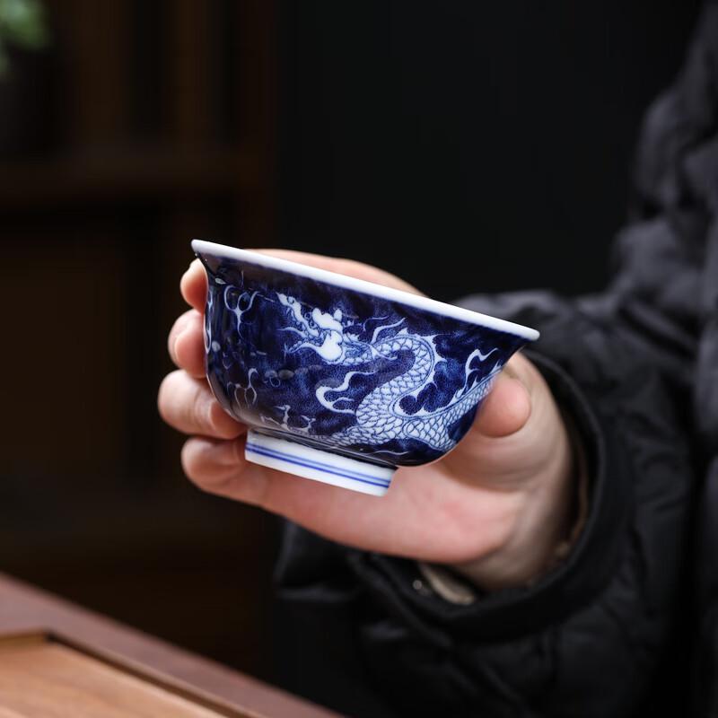 MULTIPOTENT 12-Piece Antique Blue & White Dragon Pottery Gongfu Tea Set