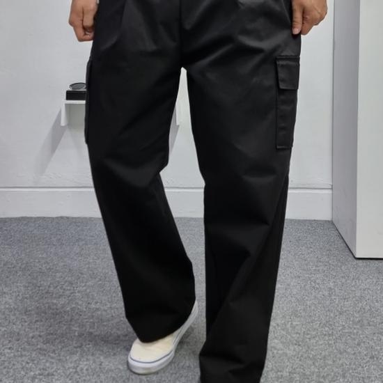 DShop Men's One Pleat Cargo Wide Banded Pants