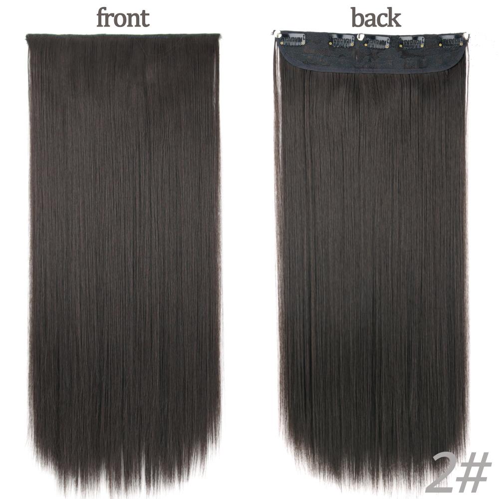 MERISIHAIR Women Fashion Long Straight Synthetic Fiber Hair Extensions 5 Clips Invisible Hairpiece for Daily Wear