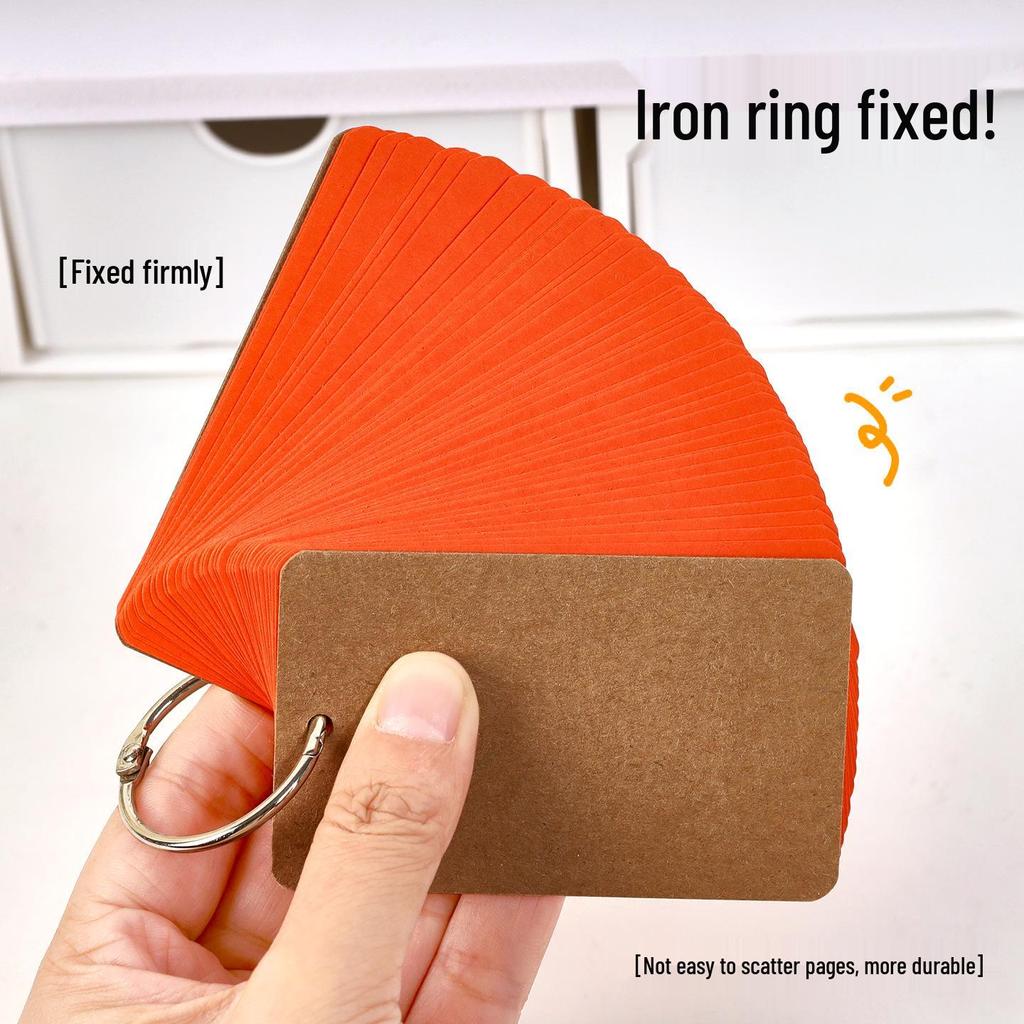 Portable English Word Cards: Hard Cardstock Pocket Ring-Bound Notebook.