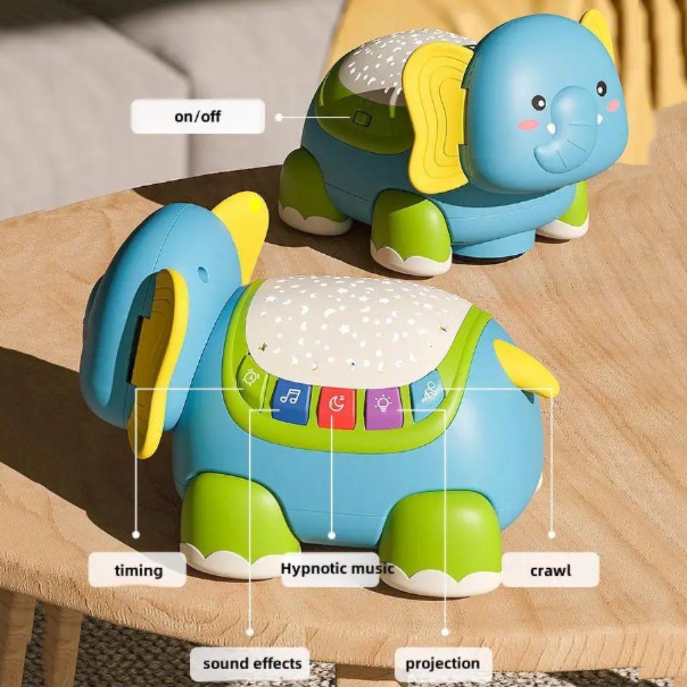 Colorful Light Up Crawling Elephant Timer Function Baby Crawling Toys Baby Development