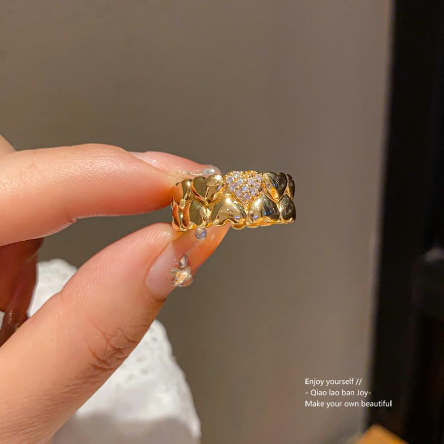 Geometric Openstyle Goldplated Zircon Ring For Women Fashion Jewelry