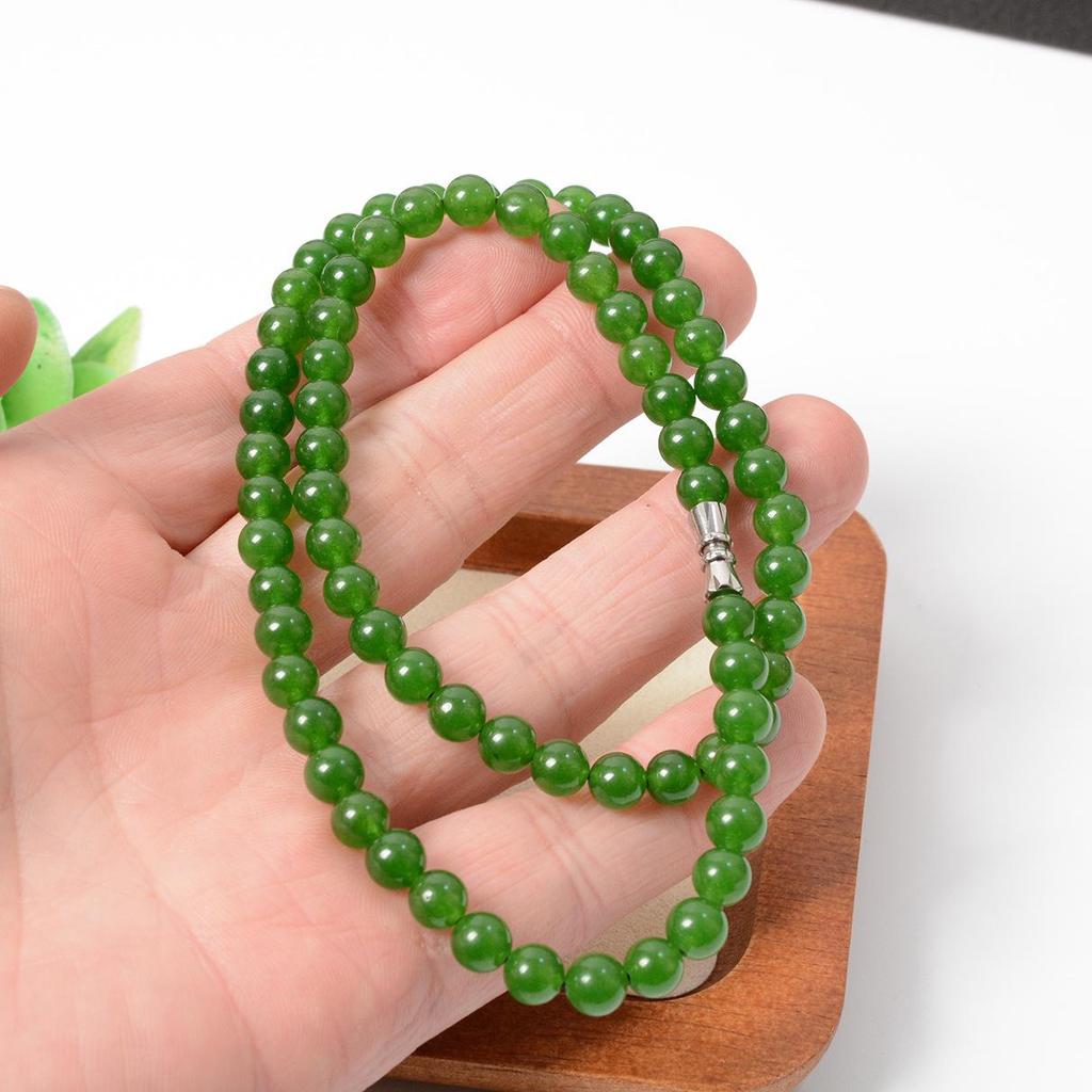 Spinach Green Quartzite and Taiwan Jade Beaded Necklace