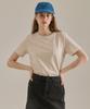 BASIC HOUSE Women'S Premium 40-Count Round Neck Short Sleeve T-Shirt Beige Lats0211