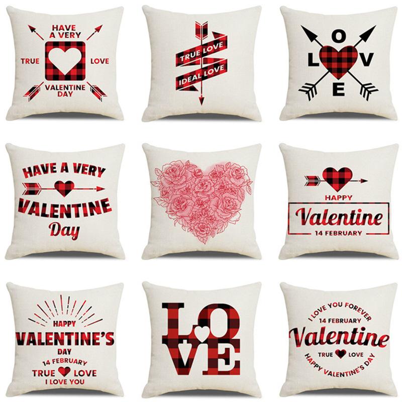 Valentine's Day Pillow Cover New Letter Love Sofa Cushion Cover Short Plush Cushion Pillow