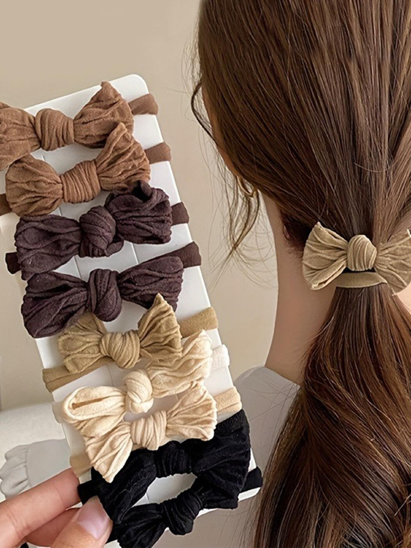 

10 шт. Модные простые эластичные резинки для волос с бантом для женщин, девушек, для вечеринок, аксессуары для волос