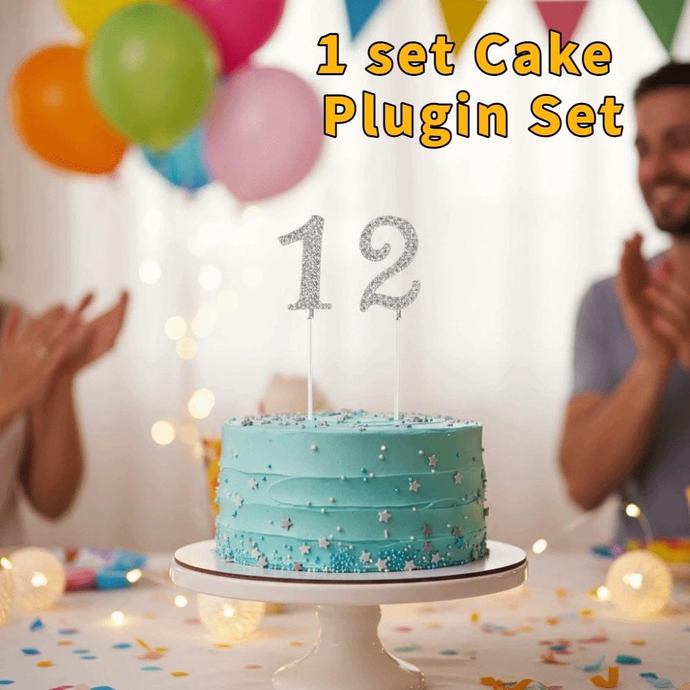 Shining Number Cake Topper Rhinestone Digital Cakes Dessert Decor Cake Decoration Tools Party