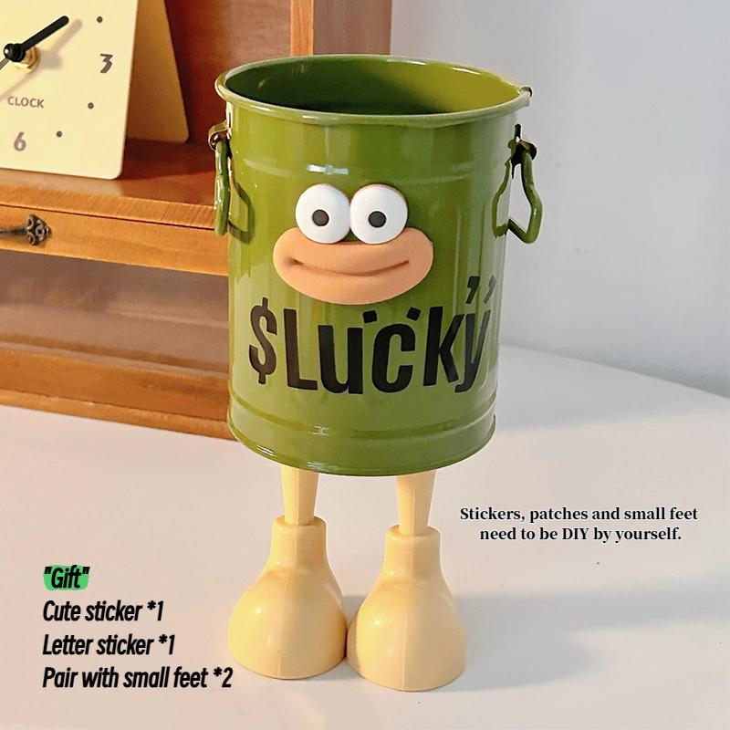 1 Pc Cartoon Pen Holder, Simple Storage Holder, For Office Storage, Desk Storage, Home Study Storage (random Letter Stickers)