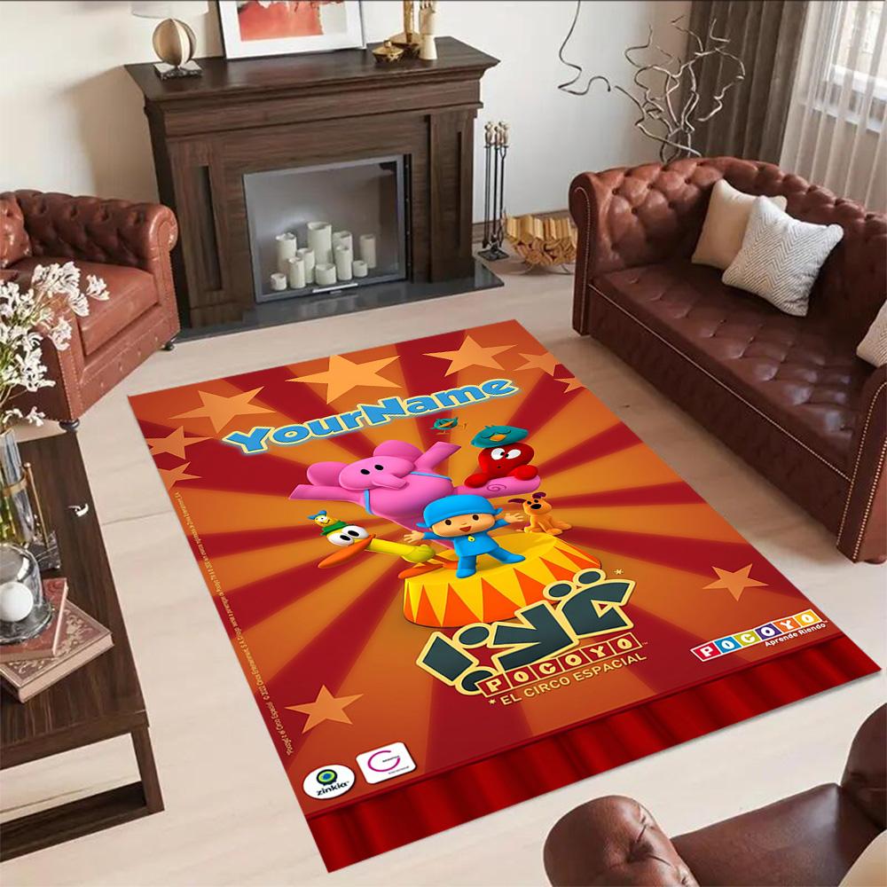Alfombra de Piso Personalizada con Nombre de Pocoyó Alfombra de Oficina Adecuada para Comedor Salas de Juegos Cocina Entrada Alfombra Antideslizante Decoración de Oficina de Anime