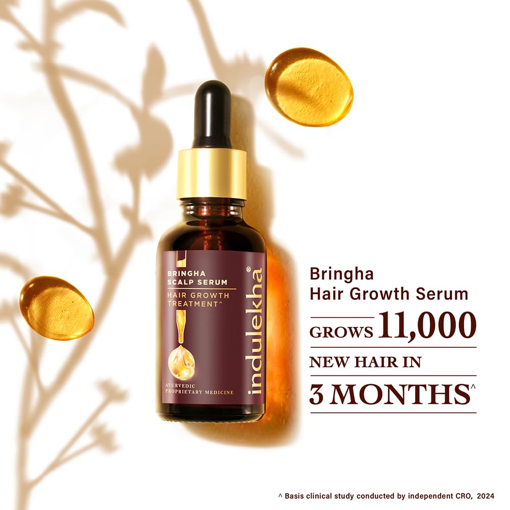 Indulekha Bringha Hair Growth Scalp Serum 30ml Pack Of 1 Lightweight Non Greasy Ayurvedic Formula For Stronger Fuller Healthier Hair