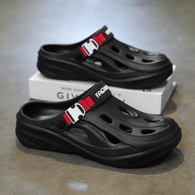 Hole shoes men's garden shoes summer driving dual-purpose casual breathable sandals bag head slippers soft-soled beach sandals