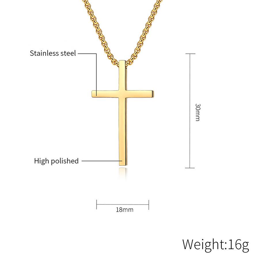 INS-Style Titanium Steel Cross Necklace: Smooth, Niche Design for Men & Women - Stainless Steel Sweater Chain.